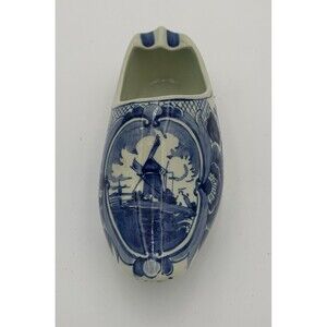 Vintage Delft Ceramic Blue Clog Shoe Ashtray Holland Dutch Hand Painted Signed